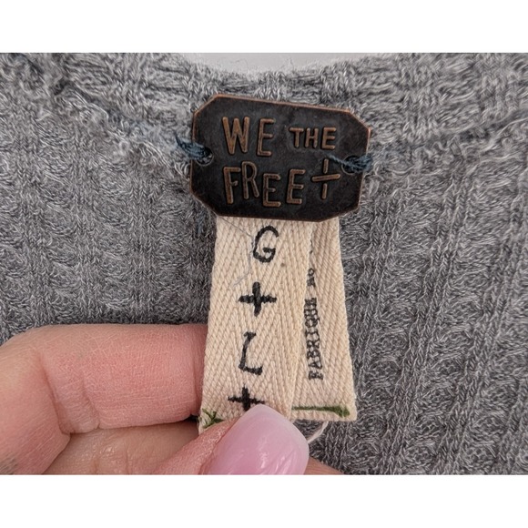 We The Free Laguna Thermal Waffle Knit Tunic Large Gray Boho Lounge Grunge - Picture 4 of 10